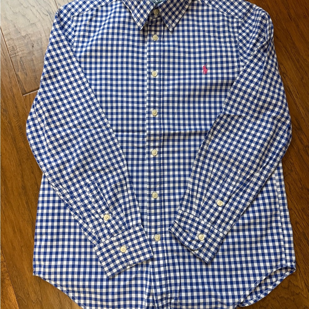 Ralph Lauren Blue Checkered Kids Button Down Shirt